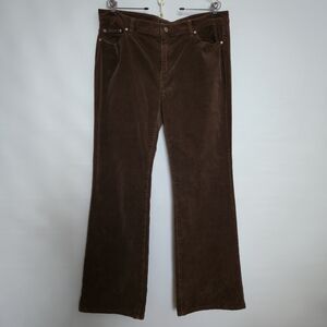 CLASH Corduroy Pants Women Retro Flare Dark Brown Sequins Design Size XL